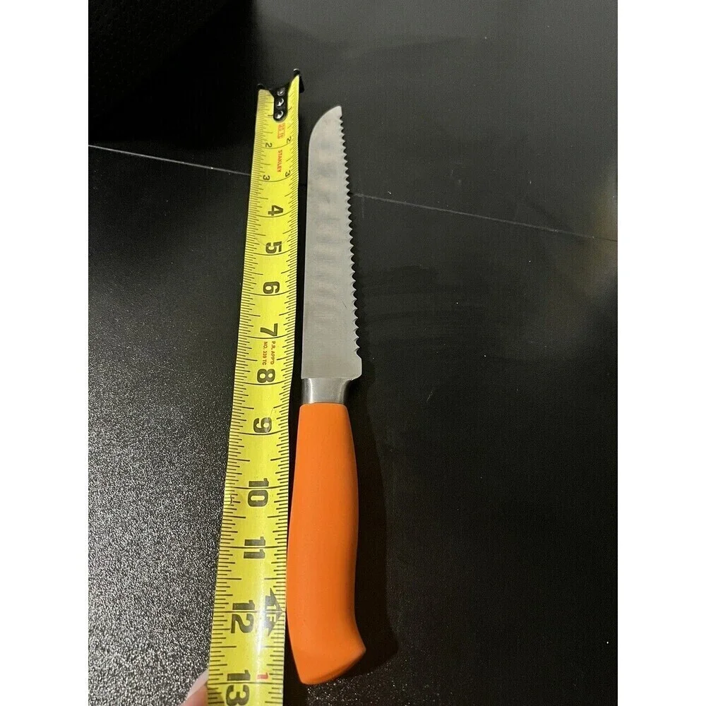 Chicago Cutlery Chef Bread Knife Serated Orange Handle 8
